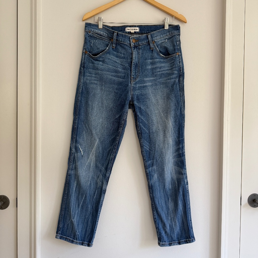 Madewell Rivet & Thread Distressed Cropped Denim Jeans size 30